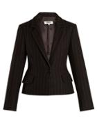 Matchesfashion.com Mm6 Maison Margiela - Detachable Hem Striped Wool Blend Coat - Womens - Black