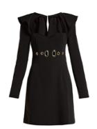 Matchesfashion.com Self-portrait - Ruffled Cutout Crepe Mini Dress - Womens - Black