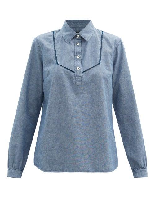 Matchesfashion.com A.p.c. - Amanda Half-placket Denim-chambray Shirt - Womens - Blue