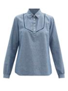 Matchesfashion.com A.p.c. - Amanda Half-placket Denim-chambray Shirt - Womens - Blue
