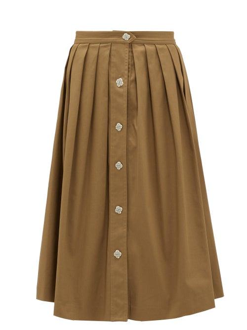 Matchesfashion.com Giuliva Heritage Collection - Giovanna Cotton-blend Twill Skirt - Womens - Brown