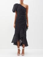 Giambattista Valli - One-shoulder Polka Dot Silk-georgette Dress - Womens - Black Ivory