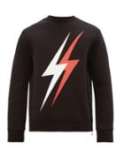 Matchesfashion.com Neil Barrett - Lightning Bolt Logo Side Zip Sweatshirt - Mens - Black