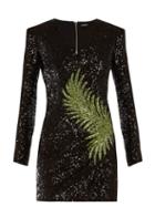 Matchesfashion.com Balmain - Sequin Embellished Mini Dress - Womens - Black Green