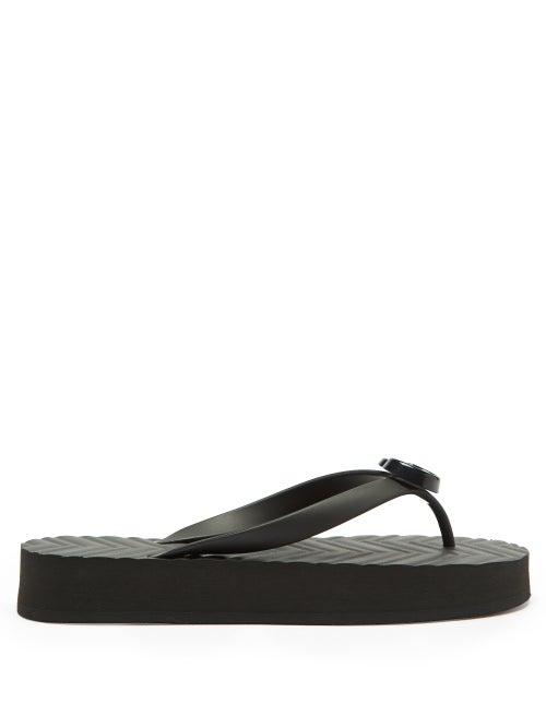 Gucci - Pascar Gg-plaque Rubber Sandals - Womens - Black