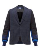 Matchesfashion.com Junya Watanabe - Wool Blazer With Bomber Sleeves - Mens - Navy Multi
