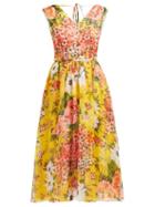 Matchesfashion.com Carolina Herrera - Floral Print Silk Chiffon Dress - Womens - Yellow Multi
