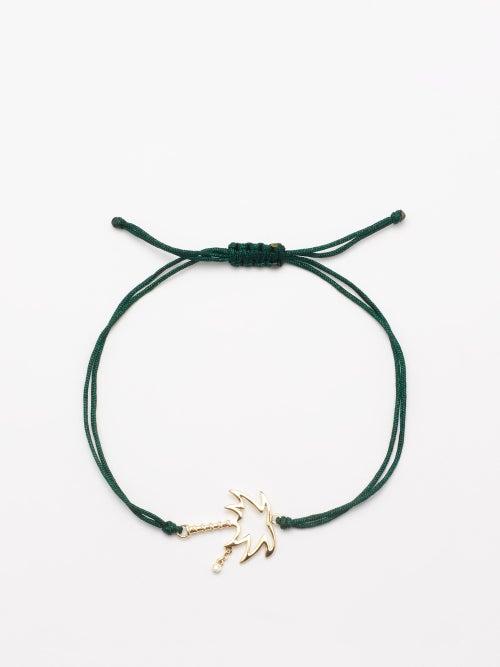 Yvonne Leon - Diamond & 9kt Gold Charm Cord Bracelet - Mens - Dark Green