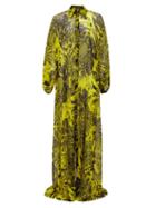 Matchesfashion.com Halpern - Floral-print Satin Maxi Dress - Womens - Yellow Print