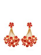 Matchesfashion.com Oscar De La Renta - Geranium Floral Drop Earrings - Womens - Red