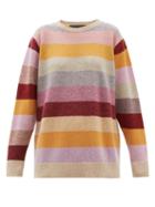Matchesfashion.com The Elder Statesman - Oversized Striped Cashmere Sweater - Womens - Multi