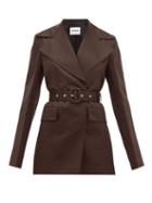 Matchesfashion.com Jil Sander - Double-breasted Cotton-blend Gabardine Jacket - Womens - Dark Brown