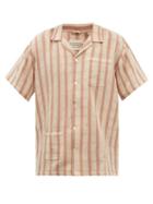 Harago - Striped Cotton-muslin Shirt - Mens - Pink