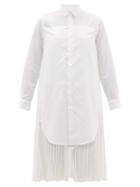 Matchesfashion.com Noir Kei Ninomiya - Pleated Back Cotton Shirt Dress - Womens - White