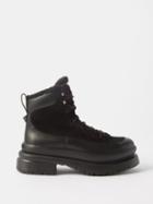 Valentino Garavani - Roman Stud Shearling And Leather Boots - Mens - Black