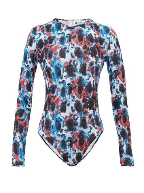 Matchesfashion.com Thorsun - Collins Long Sleeved Tie Dye Swimsuit - Womens - Blue Multi
