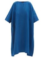 Matchesfashion.com Eskandar - Boat-neck Linen Midi Dress - Womens - Blue