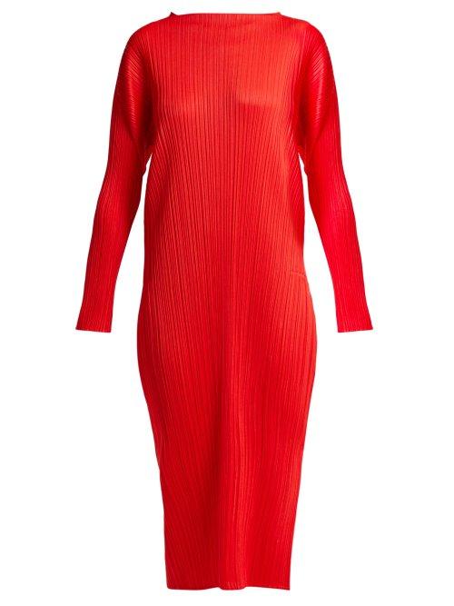 Matchesfashion.com Pleats Please Issey Miyake - Mock Neck Pleated Dress - Womens - Red