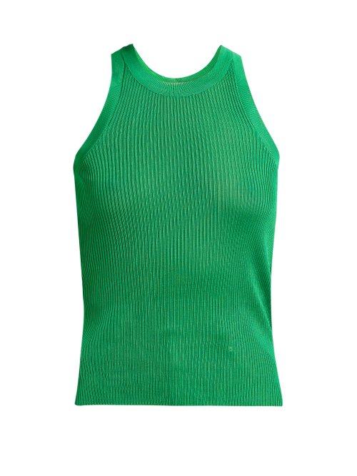 Matchesfashion.com Msgm - Ribbed Knit Racer Back Top - Womens - Green