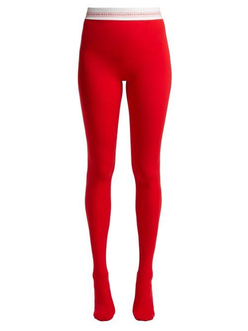 Matchesfashion.com Marine Serre - Logo Waist Tights - Womens - Red