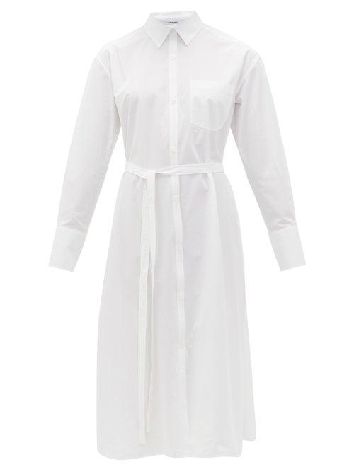 Matchesfashion.com Another Tomorrow - Belted Organic Cotton-poplin Shirt Dress - Womens - White