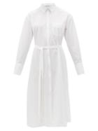 Matchesfashion.com Another Tomorrow - Belted Organic Cotton-poplin Shirt Dress - Womens - White