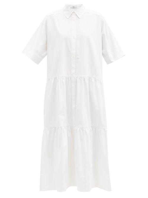 Matchesfashion.com Co - Tiered Cotton-sateen Midi Shirt Dress - Womens - White