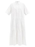 Matchesfashion.com Co - Tiered Cotton-sateen Midi Shirt Dress - Womens - White