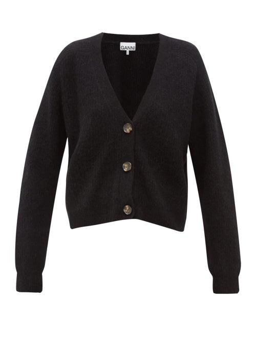 Matchesfashion.com Ganni - Rib Knitted V Neck Cardigan - Womens - Black