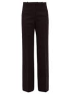 Matchesfashion.com Givenchy - High Rise Wool Blend Twill Wide Leg Trousers - Womens - Black