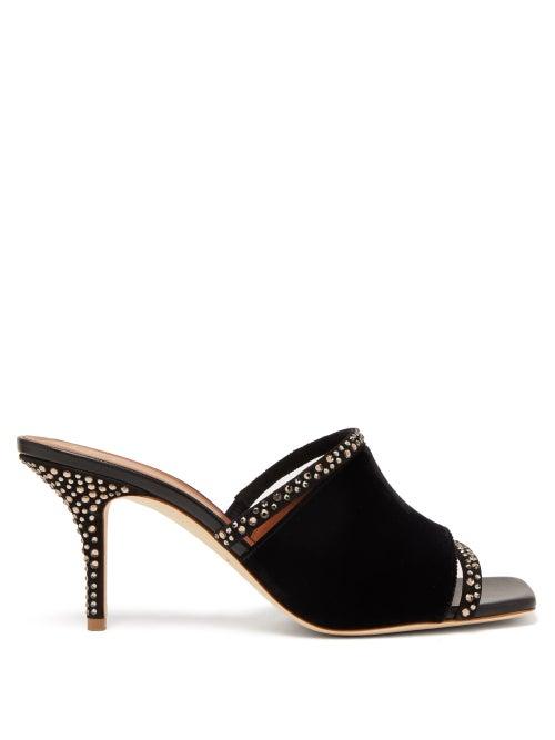 Matchesfashion.com Malone Souliers - Laney Velvet Crystal Embellished Mules - Womens - Black