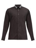 Matchesfashion.com Fendi - Logo-embroidered Cotton-poplin Shirt - Mens - Black