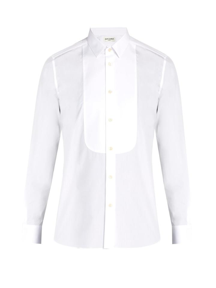 Saint Laurent Rounded-bib Tuxedo Cotton Shirt