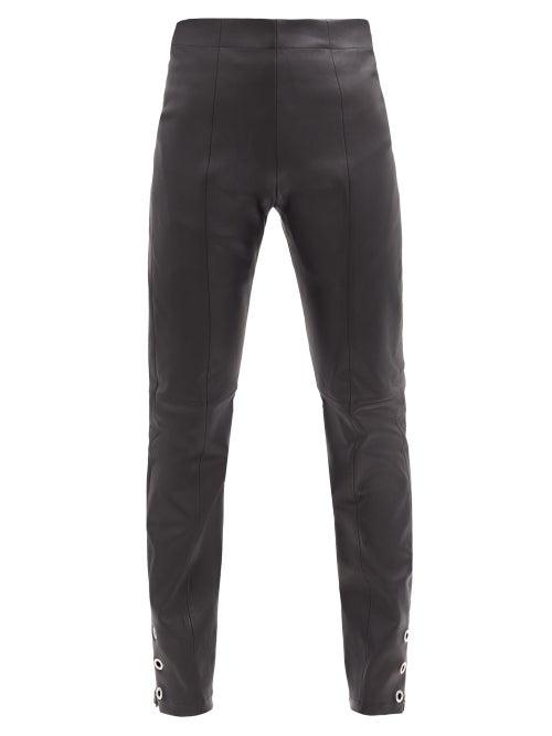 Matchesfashion.com Ludovic De Saint Sernin - High-rise Eyelet Zip-cuff Leather Trousers - Womens - Black