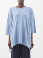 Eskandar - Oversized Cashmere-knit T-shirt - Womens - Light Blue