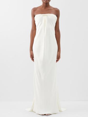 Tom Ford - Off-the-shoulder Ruched Silk Gown - Womens - Ivory