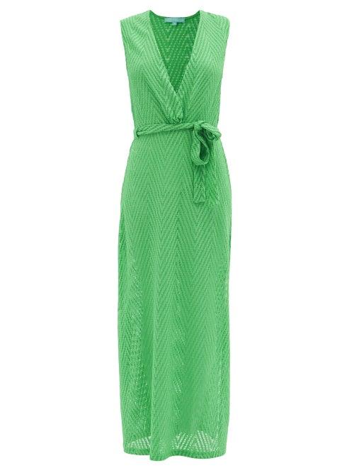 Melissa Odabash - Jenny Zigzag-knit Maxi Dress - Womens - Bright Green