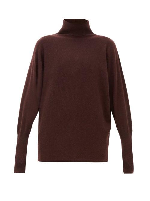 Matchesfashion.com Johnston's Of Elgin - Batwing-sleeve Cashmere Roll-neck Sweater - Womens - Dark Brown