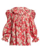 Matchesfashion.com Horror Vacui - Electra Floral Print Cotton Blouse - Womens - Red Multi