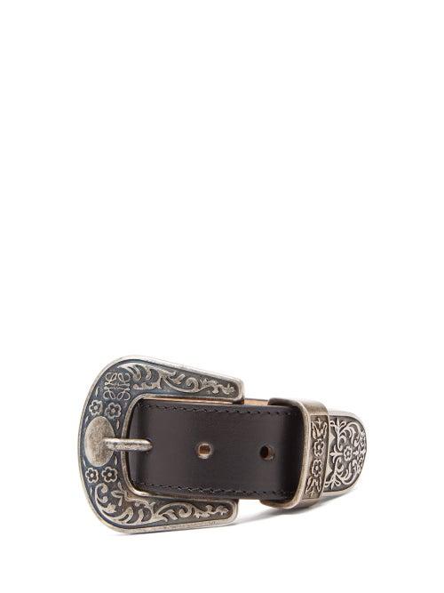 Matchesfashion.com Loewe - Western Buckle Leather Bracelet - Womens - Black