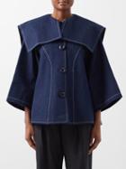 Les Vacances D'irina - Sailor-collar Denim Jacket - Womens - Blue Navy