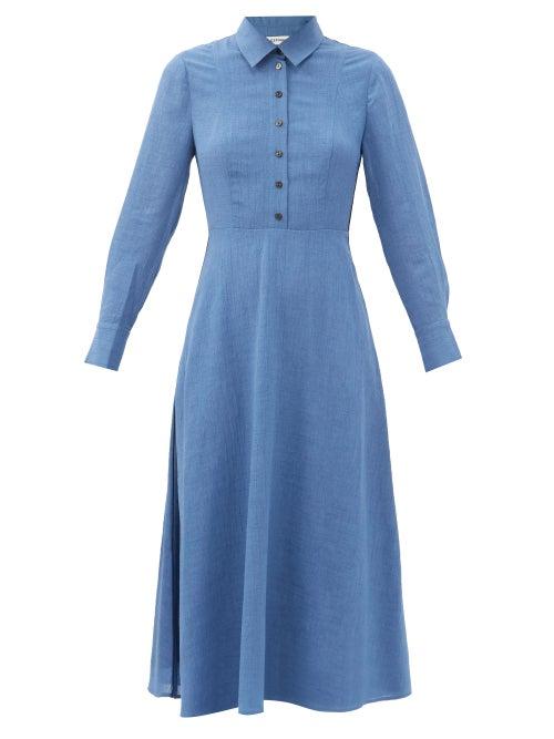 Matchesfashion.com Cefinn - Veronica Voile Midi Shirt Dress - Womens - Light Blue