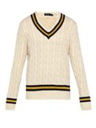 Matchesfashion.com Polo Ralph Lauren - V Neck Cotton And Cashmere Blend Cricket Sweater - Mens - White