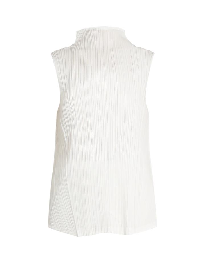 Pleats Please Issey Miyake High-neck Sleeveless Pleated Top