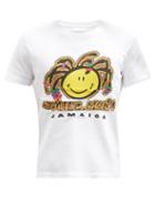 Matchesfashion.com Bianca Saunders - Jamaica Tourist-print Cotton-blend Jersey T-shirt - Mens - Orange White