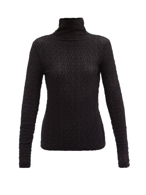 Matchesfashion.com Jil Sander - Roll-neck Daisy-cloqu Jersey Top - Womens - Black