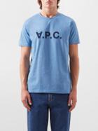 A.p.c. - Logo-print Cotton-jersey T-shirt - Mens - Blue