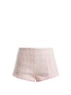 Matchesfashion.com Alessandra Rich - High Rise Tweed Shorts - Womens - Light Pink