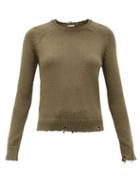 Matchesfashion.com Saint Laurent - Laddered Cotton Sweater - Womens - Khaki