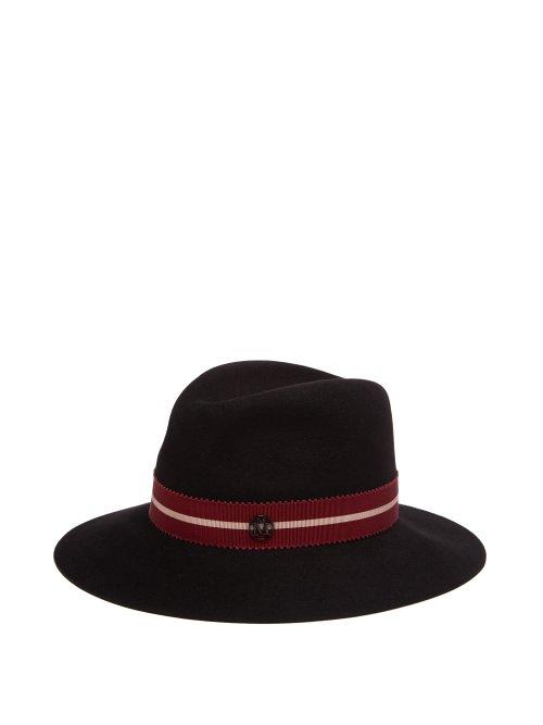 Matchesfashion.com Maison Michel - Henrietta Ribbon Trimmed Rabbit Felt Hat - Womens - Black